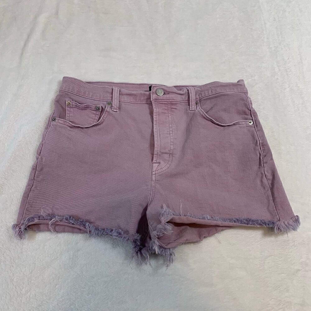 5/$25 Gap Denim Shorts Women 30 Purple High‎ Rise Raw Hem Button Fly